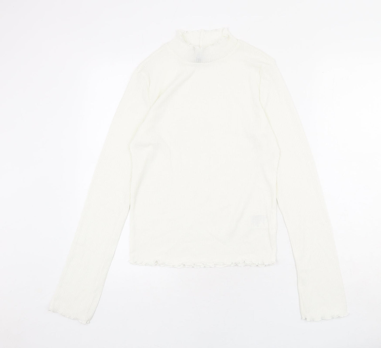 Divided by H&M Womens Ivory Polyester Basic Blouse Size M Mock Neck