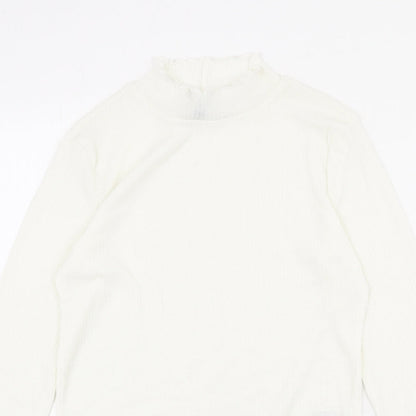 Divided by H&M Womens Ivory Polyester Basic Blouse Size M Mock Neck