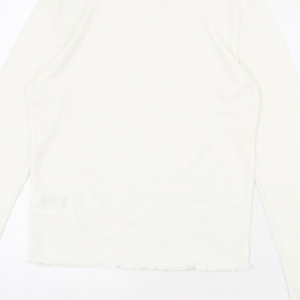 Divided by H&M Womens Ivory Polyester Basic Blouse Size M Mock Neck