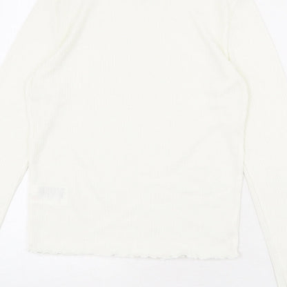 Divided by H&M Womens Ivory Polyester Basic Blouse Size M Mock Neck