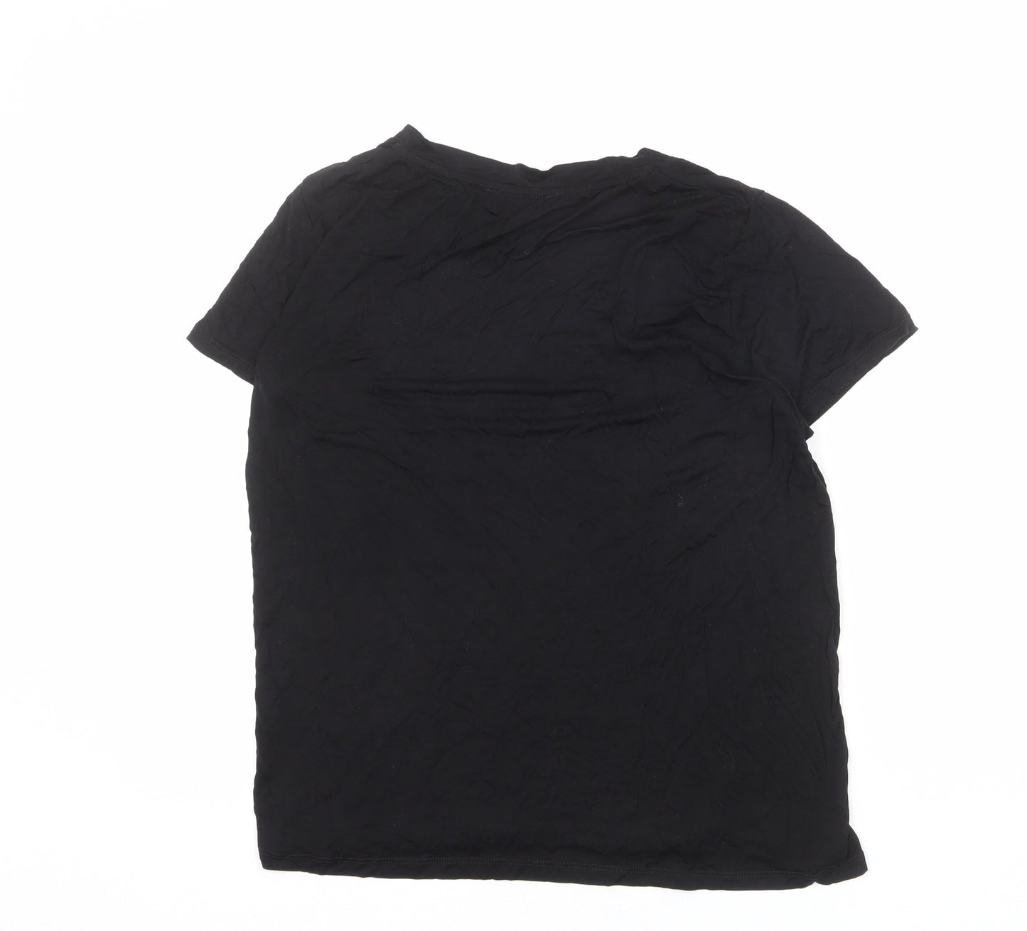 Womens UK Size M Zara Black Basic T-Shirt