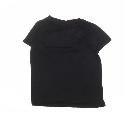 Womens UK Size M Zara Black Basic T-Shirt