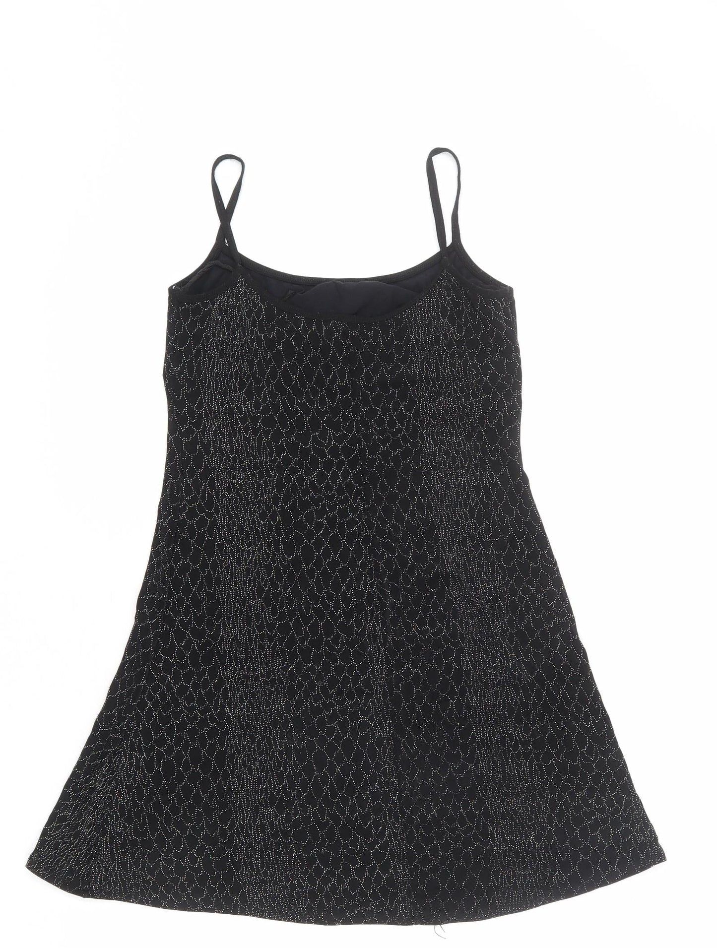 Lara Jane Womens Black Geometric Acetate Slip Dress Size M Round Neck Pullover