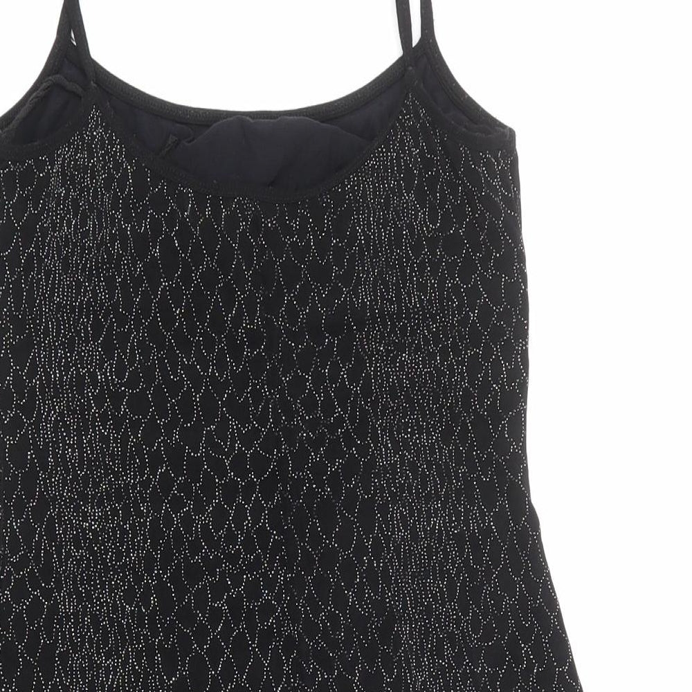 Lara Jane Womens Black Geometric Acetate Slip Dress Size M Round Neck Pullover