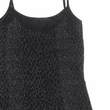 Lara Jane Womens Black Geometric Acetate Slip Dress Size M Round Neck Pullover