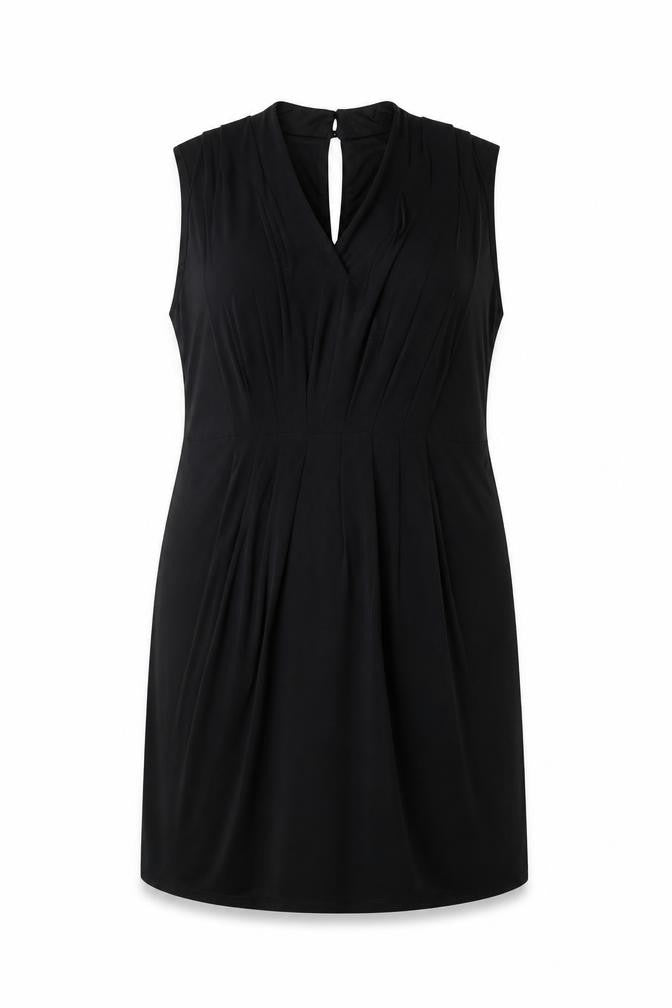 Marks and Spencer Womens Black Polyester Shift Size 18 Round Neck Button