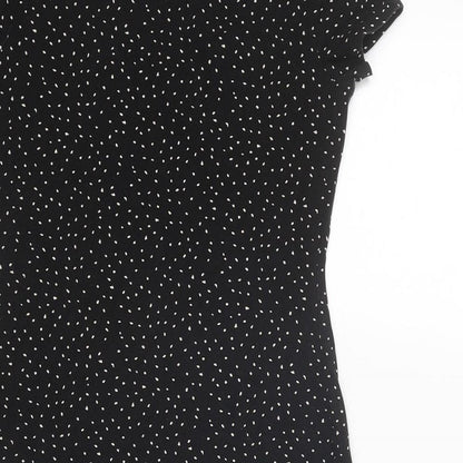 H&M Womens Black Geometric Cotton Shift Size S Scoop Neck Pullover