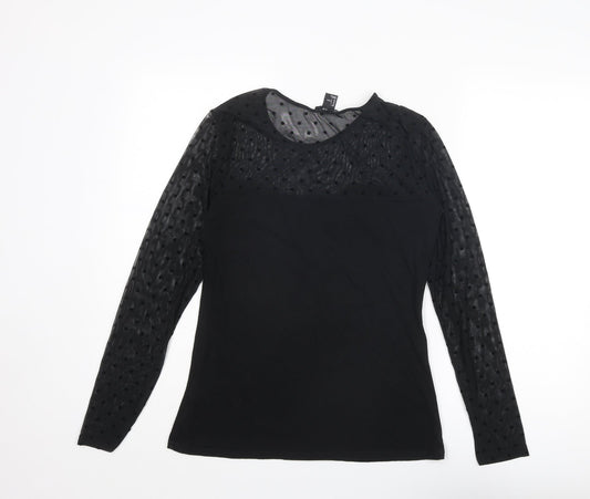 Womens UK Size L H&M Black Basic Blouse