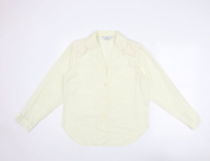 Dalia Womens Ivory Polyester Basic Button-Up Size 12 Collared
