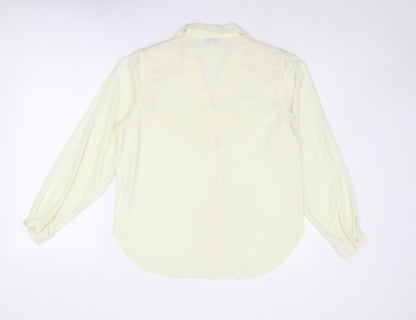 Dalia Womens Ivory Polyester Basic Button-Up Size 12 Collared