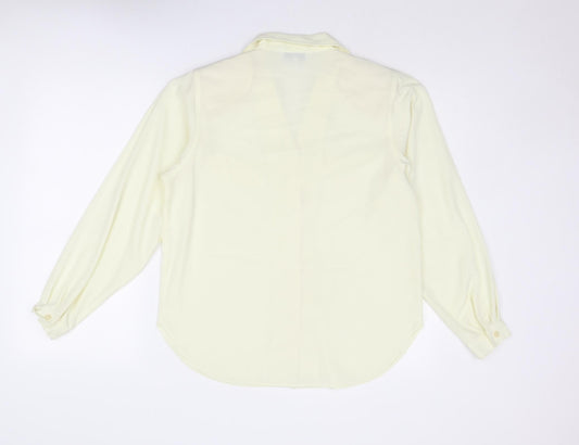 Dalia Womens Ivory Polyester Basic Button-Up Size 12 Collared