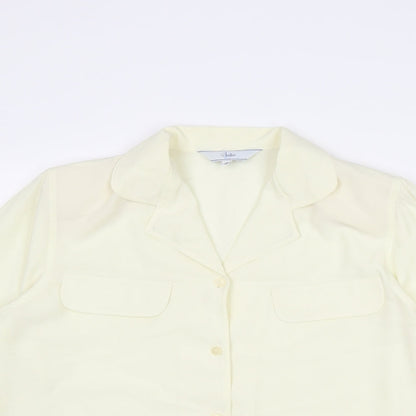 Dalia Womens Ivory Polyester Basic Button-Up Size 12 Collared