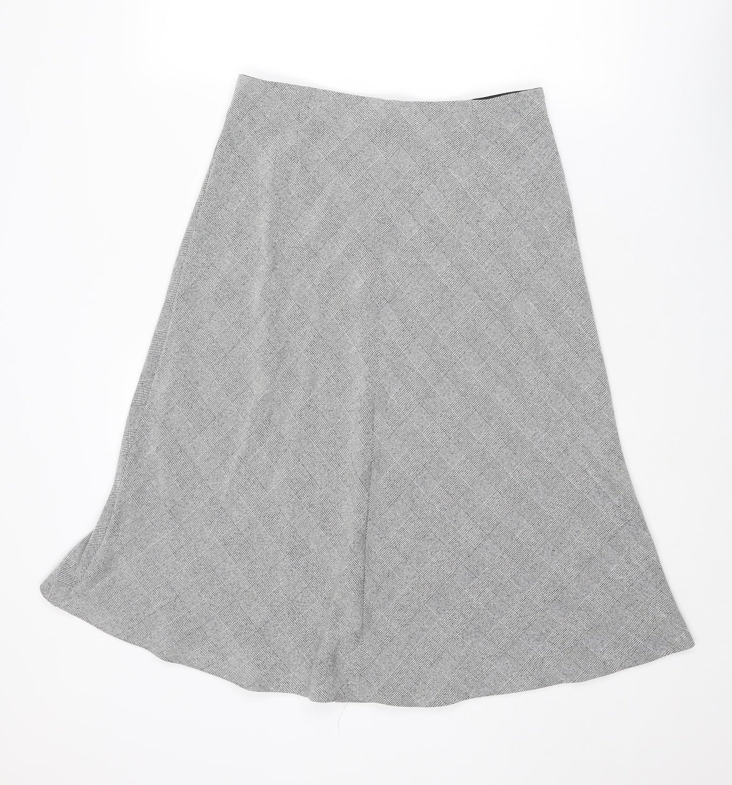 H&M Womens Grey Plaid Polyester A-Line Skirt Size 10 Zip