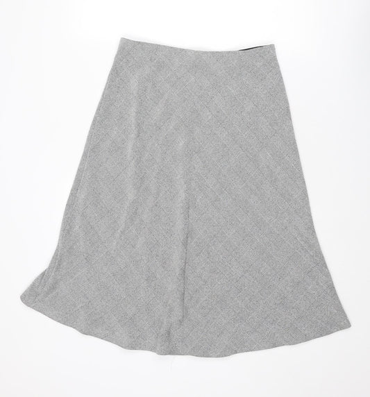 H&M Womens Grey Plaid Polyester A-Line Skirt Size 10 Zip