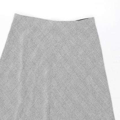 H&M Womens Grey Plaid Polyester A-Line Skirt Size 10 Zip