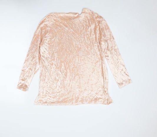 Platinum Womens Pink Viscose Basic Blouse Size M Round Neck