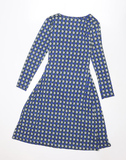 Ingenue London Womens Blue Geometric Polyester Trapeze & Swing Size 10 V-Neck Pullover
