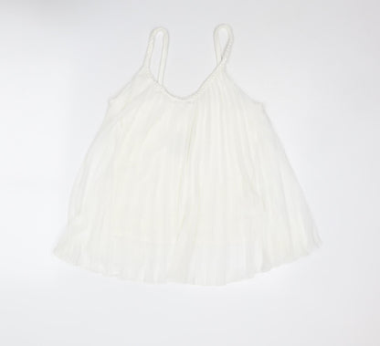 Womens UK Size 8 Apricot White Camisole Tank