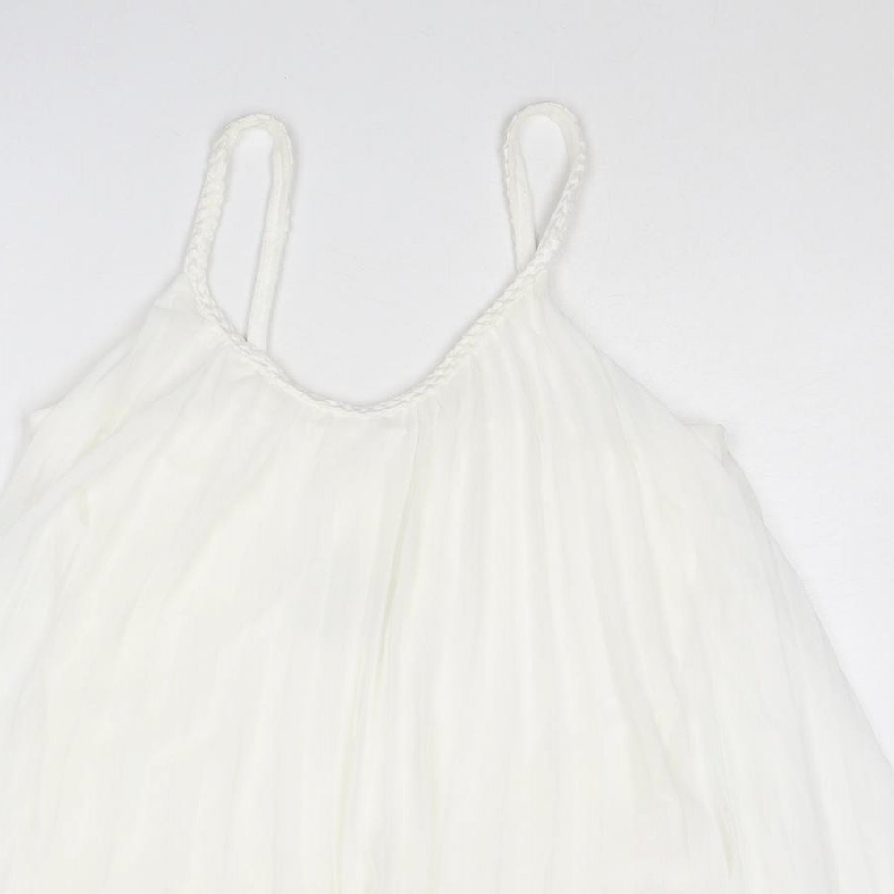 Womens UK Size 8 Apricot White Camisole Tank
