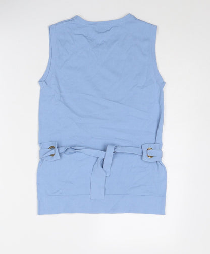 Womens UK Size 8 Linea Blue Basic Blouse