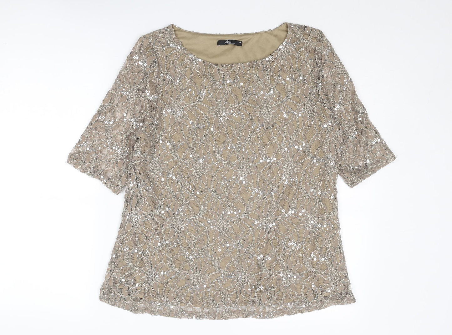 Womens UK Size 14 Bonmarché Beige Basic Blouse