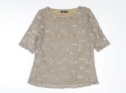 Womens UK Size 14 Bonmarché Beige Basic Blouse