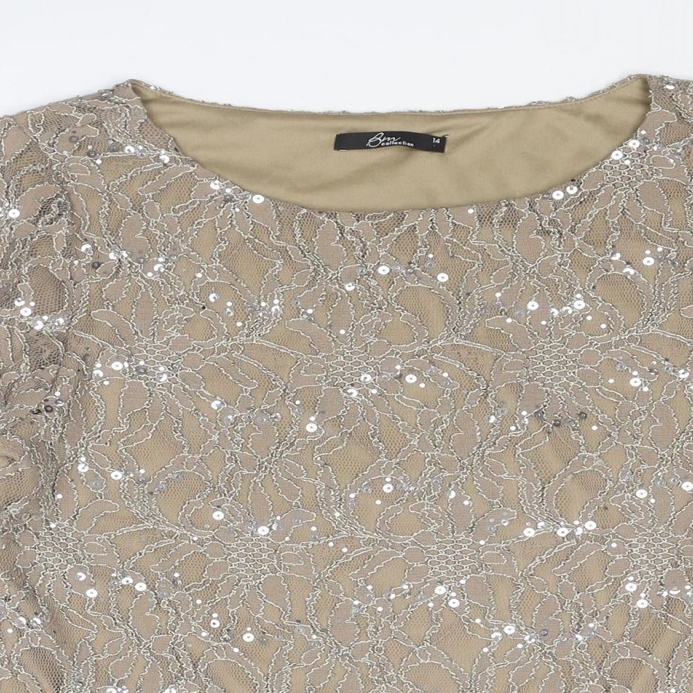 Womens UK Size 14 Bonmarché Beige Basic Blouse