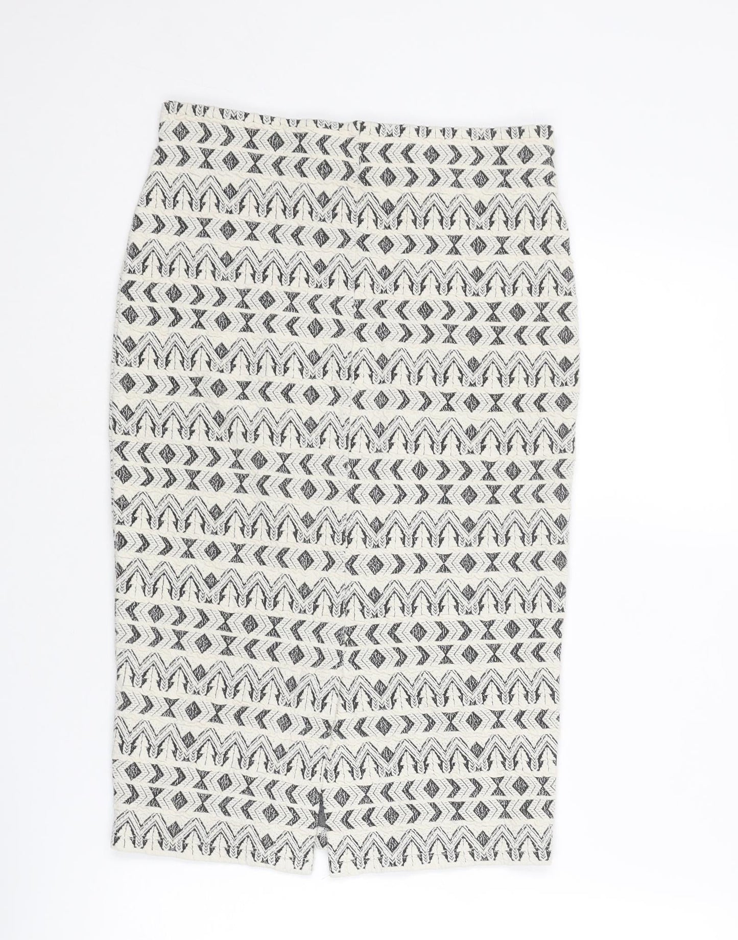 Marks and Spencer Womens Ivory Geometric Cotton Bandage Skirt Size 10