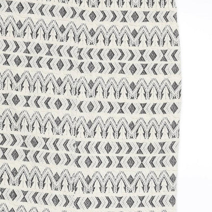 Marks and Spencer Womens Ivory Geometric Cotton Bandage Skirt Size 10