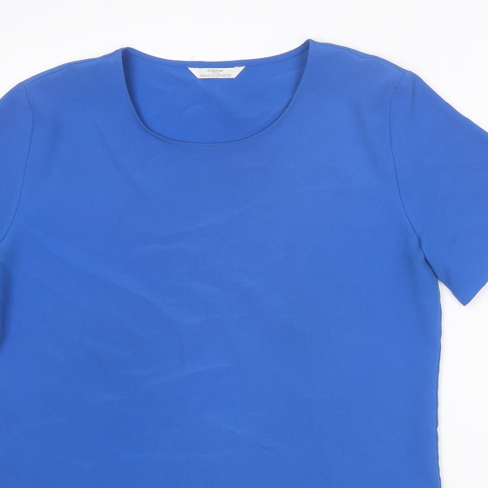Womens UK Size 10 St Michael Blue Basic T-Shirt