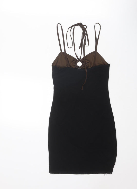 Motel Womens Black Polyester Bodycon Size S Halter Tie