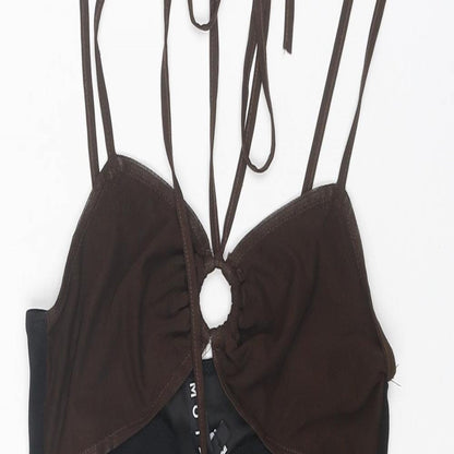 Motel Womens Black Polyester Bodycon Size S Halter Tie