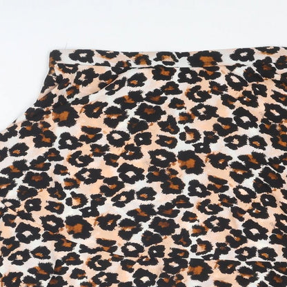 H&M Womens Multicoloured Animal Print Polyester Skater Skirt Size 6 Zip - Leopard pattern