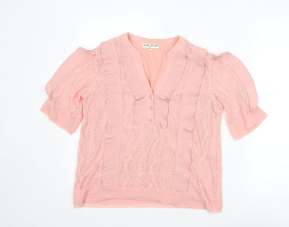 Womens UK Size M Jaune Rouge Pink Basic Blouse