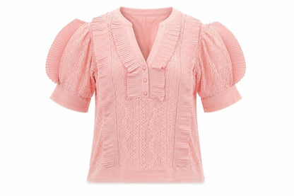 Womens UK Size M Jaune Rouge Pink Basic Blouse
