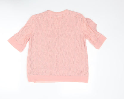 Womens UK Size M Jaune Rouge Pink Basic Blouse