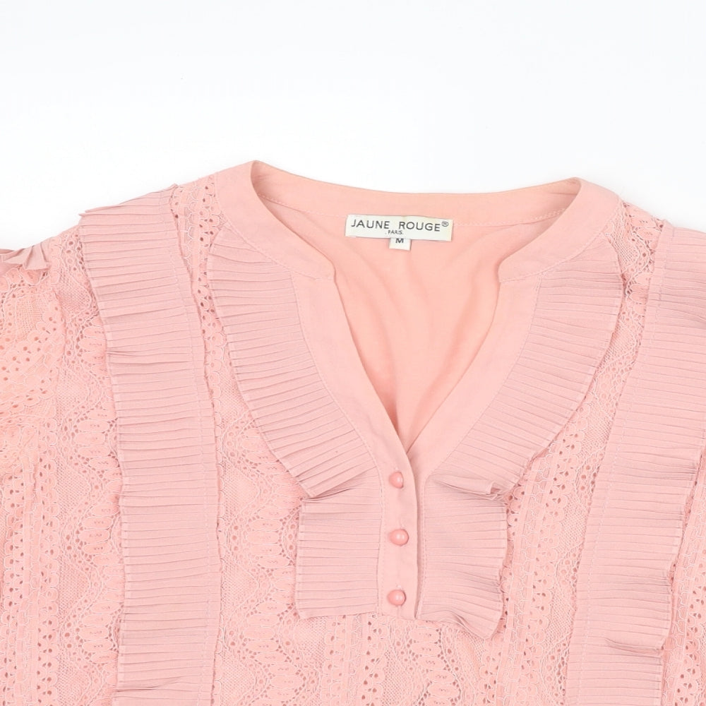Womens UK Size M Jaune Rouge Pink Basic Blouse