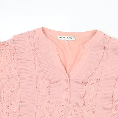Womens UK Size M Jaune Rouge Pink Basic Blouse