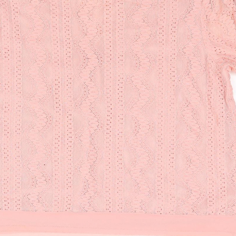 Womens UK Size M Jaune Rouge Pink Basic Blouse