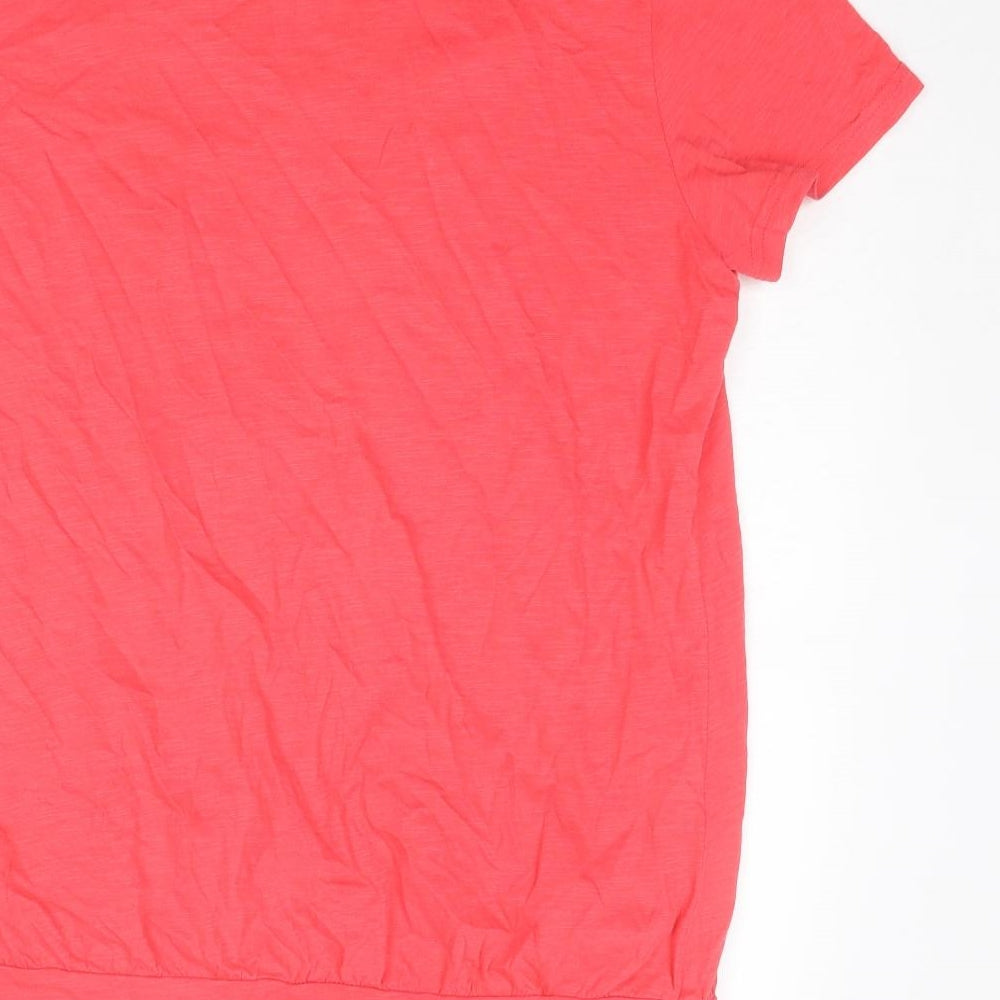 Bonmarché Womens Pink Cotton Basic Blouse Size 14 Boat Neck - Broderie Anglaise Details