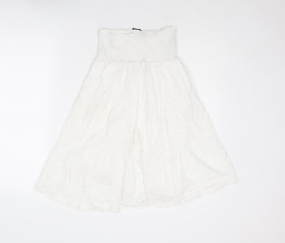 Dorothy Perkins Womens White Cotton A-Line Size 12 Off the Shoulder Pullover