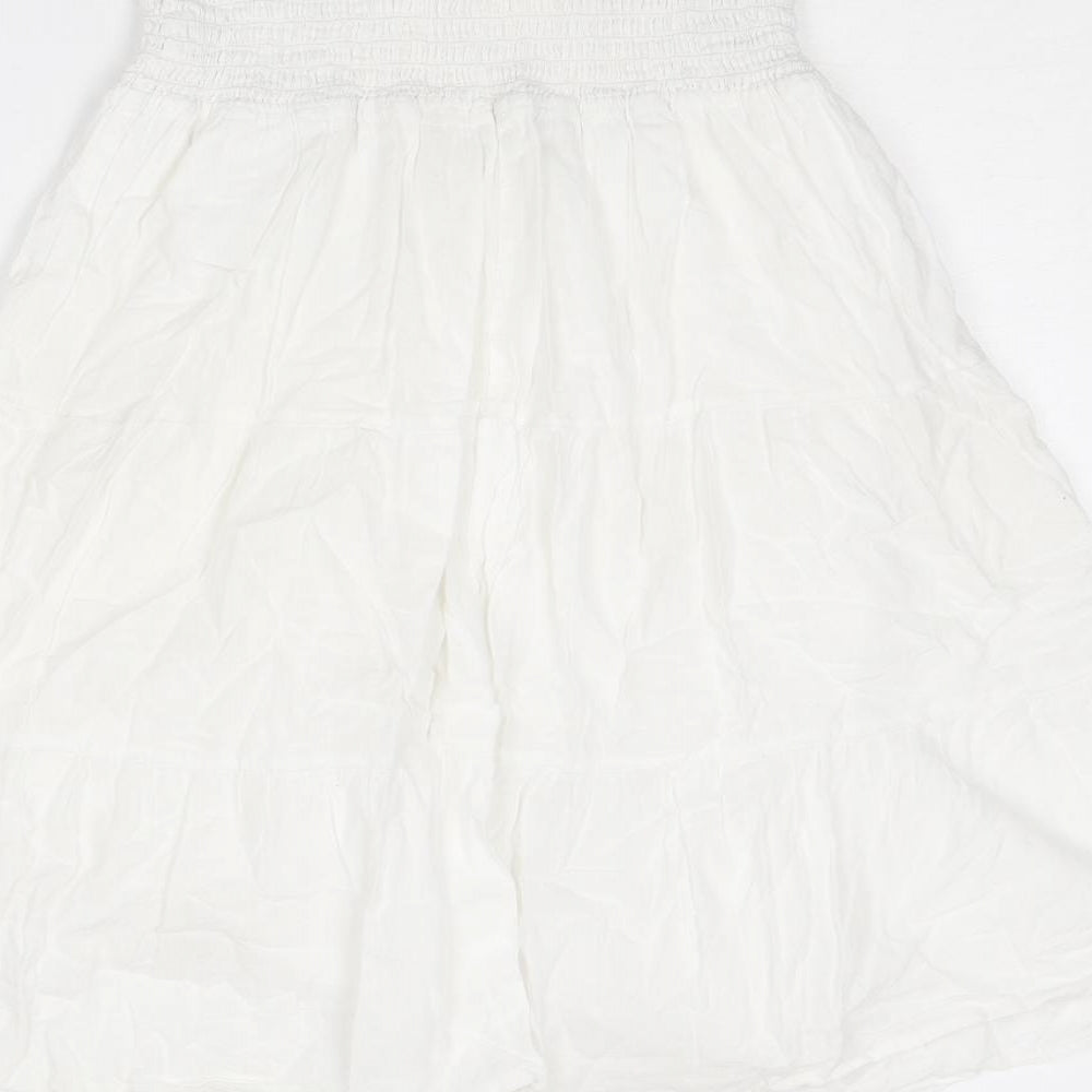 Dorothy Perkins Womens White Cotton A-Line Size 12 Off the Shoulder Pullover