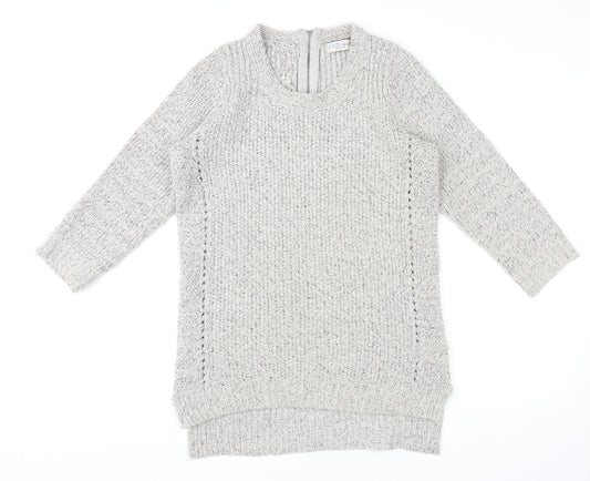 Indigo Womens Grey Round Neck Acrylic Pullover Jumper Size 10