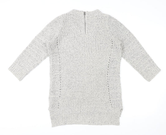 Indigo Womens Grey Round Neck Acrylic Pullover Jumper Size 10