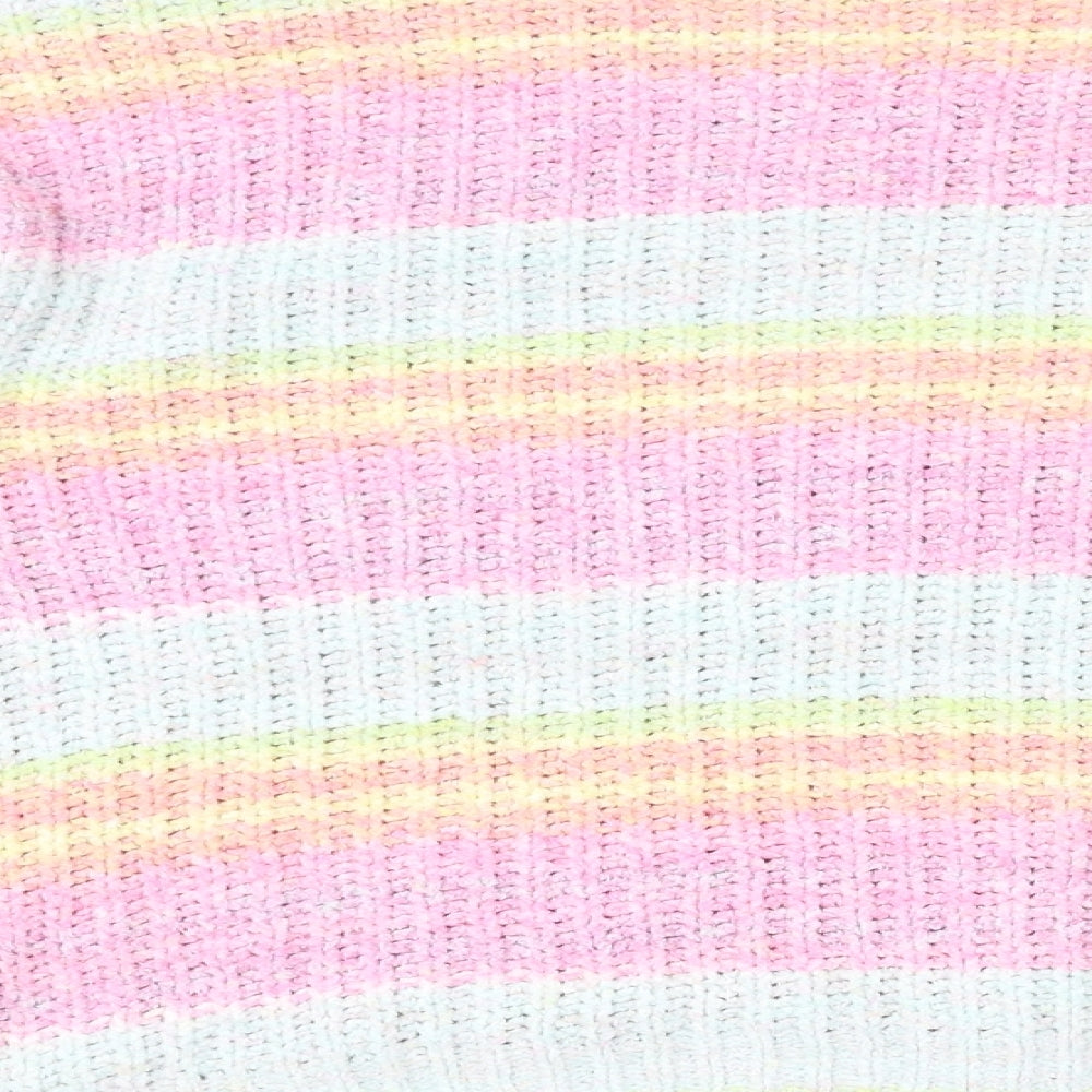 Marks and Spencer Girls Multicoloured Round Neck Striped Polyester Pullover Jumper Size 13-14 Years Pullover