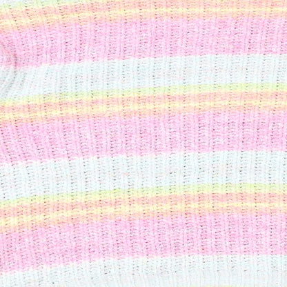 Marks and Spencer Girls Multicoloured Round Neck Striped Polyester Pullover Jumper Size 13-14 Years Pullover