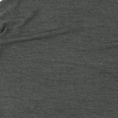 Atlantic Bay Mens Green Square Neck Acrylic Pullover Jumper Size L Long Sleeve