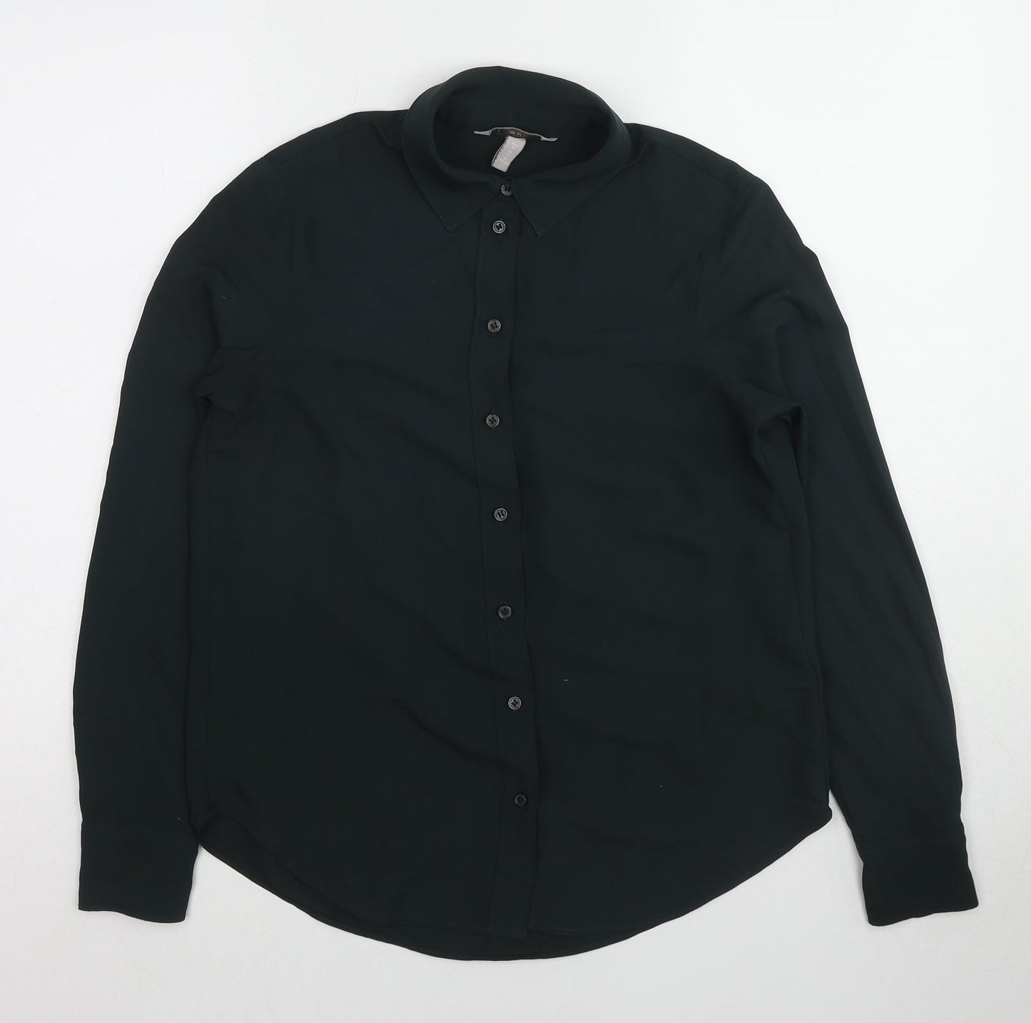 Womens UK Size M H&M Green Basic Button-Up