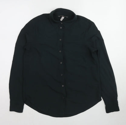 Womens UK Size M H&M Green Basic Button-Up