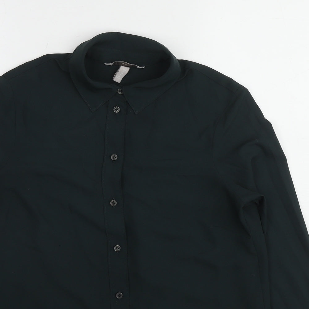 Womens UK Size M H&M Green Basic Button-Up